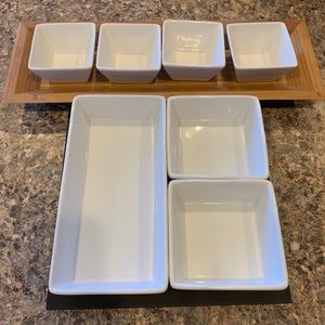 NWOT 2 different Serving bowl sets with trays